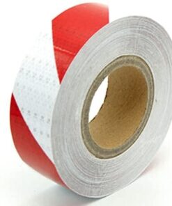 2" x 25mtr Reflective Safety Hazard Warning Tape Waterproof Red White - High Intensity Reflector Tape Sticker Adhesive