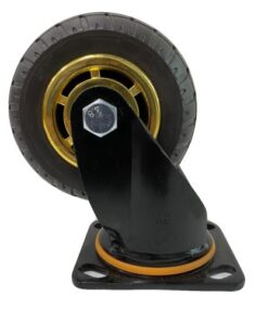 CASTER WHEEL RUBBER TYRE EPOXY PAINT COLOUR: (BLACK/GOLD)