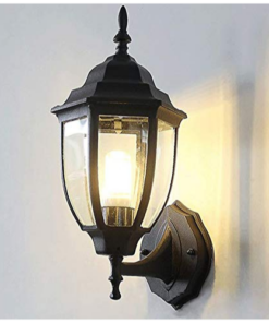 Black Outdoor Wall Light Fixture Exterior Lantern Porch Lights with Water Glass Shade