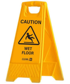 Yellow Plastic Caution Sign - Wet Floor Sign - Double-Sided