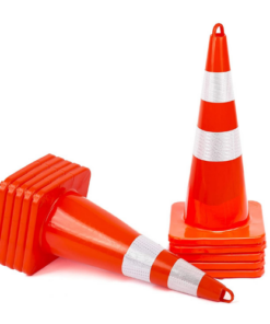 Traffic Safety Cones , Reflective Collars Unbreakable PVC Orange Construction Cones