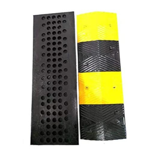 Modular Rubber Traffic Speed Bump with Reflective Beads