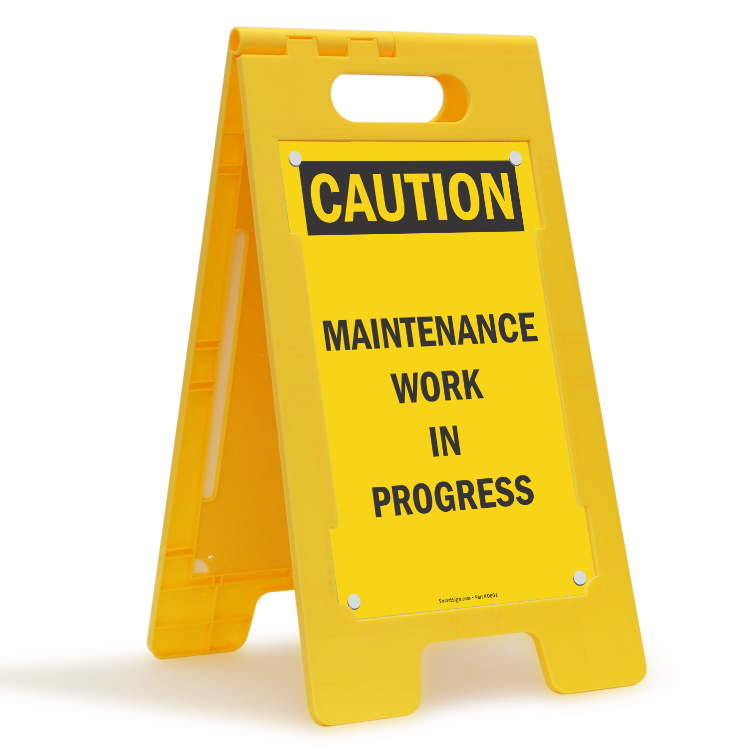 Yellow Plastic Caution Sign - maintains in progress - Double-Sided