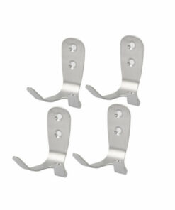 Stainless Steel Double Hook Clothes Towel Rack Wall Hanger Silver