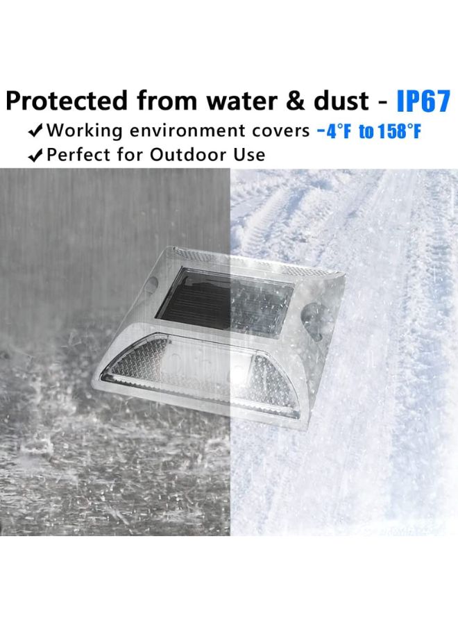 LED Solar Powered Road Stud Light Marker Lighting Security Warning Lamp for Road Safety 6 LED Waterproof Heavy-Duty Outdoor Driveway Dock Garden Deck - Image 10