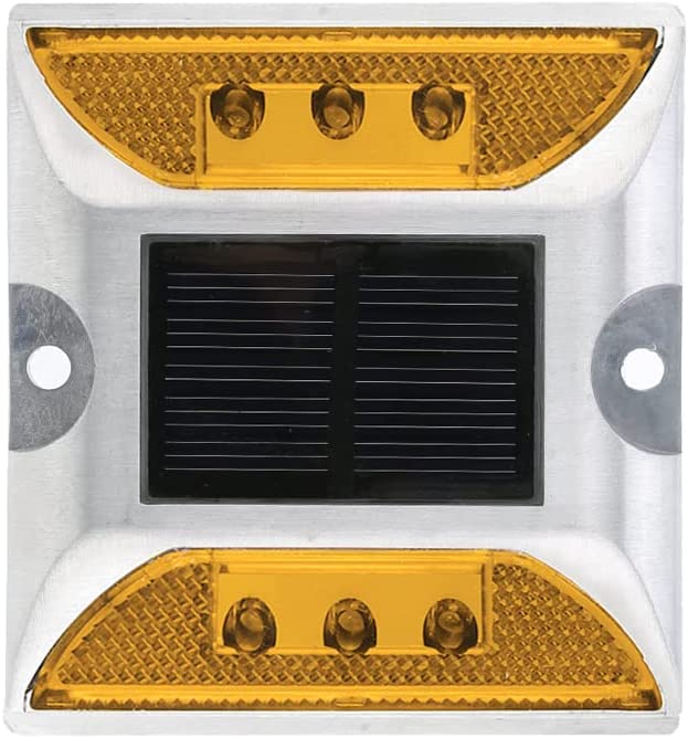 LED Solar Powered Road Stud Light Marker Lighting Security Warning Lamp for Road Safety 6 LED Waterproof Heavy-Duty Outdoor Driveway Dock Garden Deck - Image 2