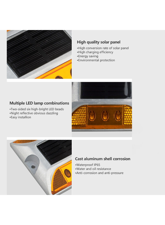 LED Solar Powered Road Stud Light Marker Lighting Security Warning Lamp for Road Safety 6 LED Waterproof Heavy-Duty Outdoor Driveway Dock Garden Deck - Image 45
