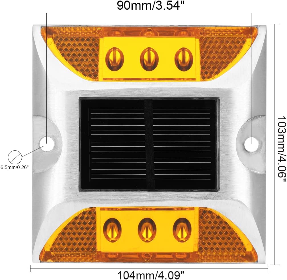 LED Solar Powered Road Stud Light Marker Lighting Security Warning Lamp for Road Safety 6 LED Waterproof Heavy-Duty Outdoor Driveway Dock Garden Deck - Image 28