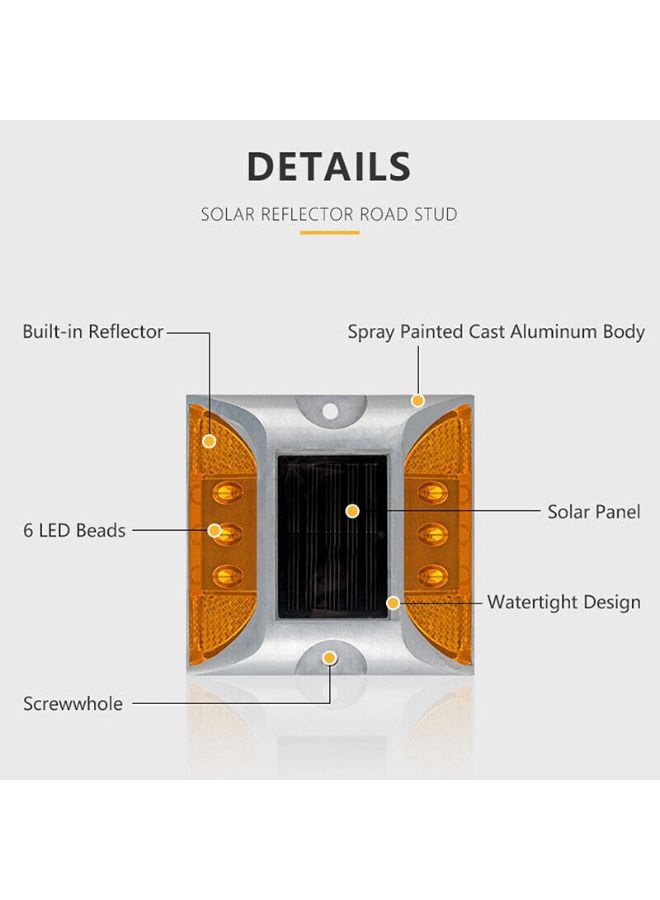 LED Solar Powered Road Stud Light Marker Lighting Security Warning Lamp for Road Safety 6 LED Waterproof Heavy-Duty Outdoor Driveway Dock Garden Deck - Image 40