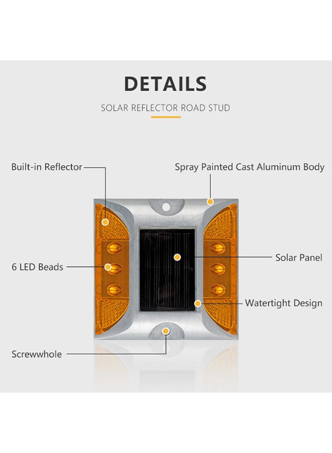 LED Solar Powered Road Stud Light Marker Lighting Security Warning Lamp for Road Safety 6 LED Waterproof Heavy-Duty Outdoor Driveway Dock Garden Deck - Image 42