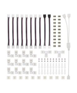 FUMENTON LED Strip Connector Kit for 5050 10mm 4Pin,Includes 8 Types of Solderless LED Strip Accessories, Provides Most Parts for DIY