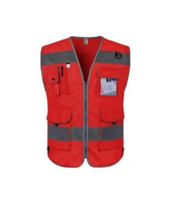 High Visibility Safety Vest with Pockets-Red