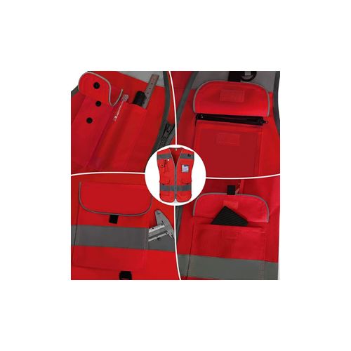 High Visibility Safety Vest with Pockets-Red - Image 2