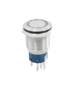 Red LED Stainless Steel Latching Push Button Switch NO NC