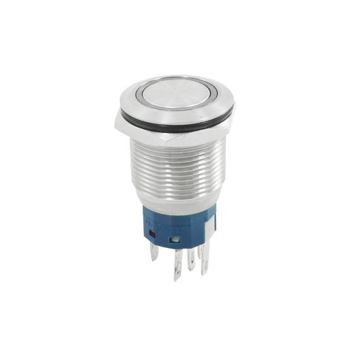 Red LED Stainless Steel Latching Push Button Switch NO NC
