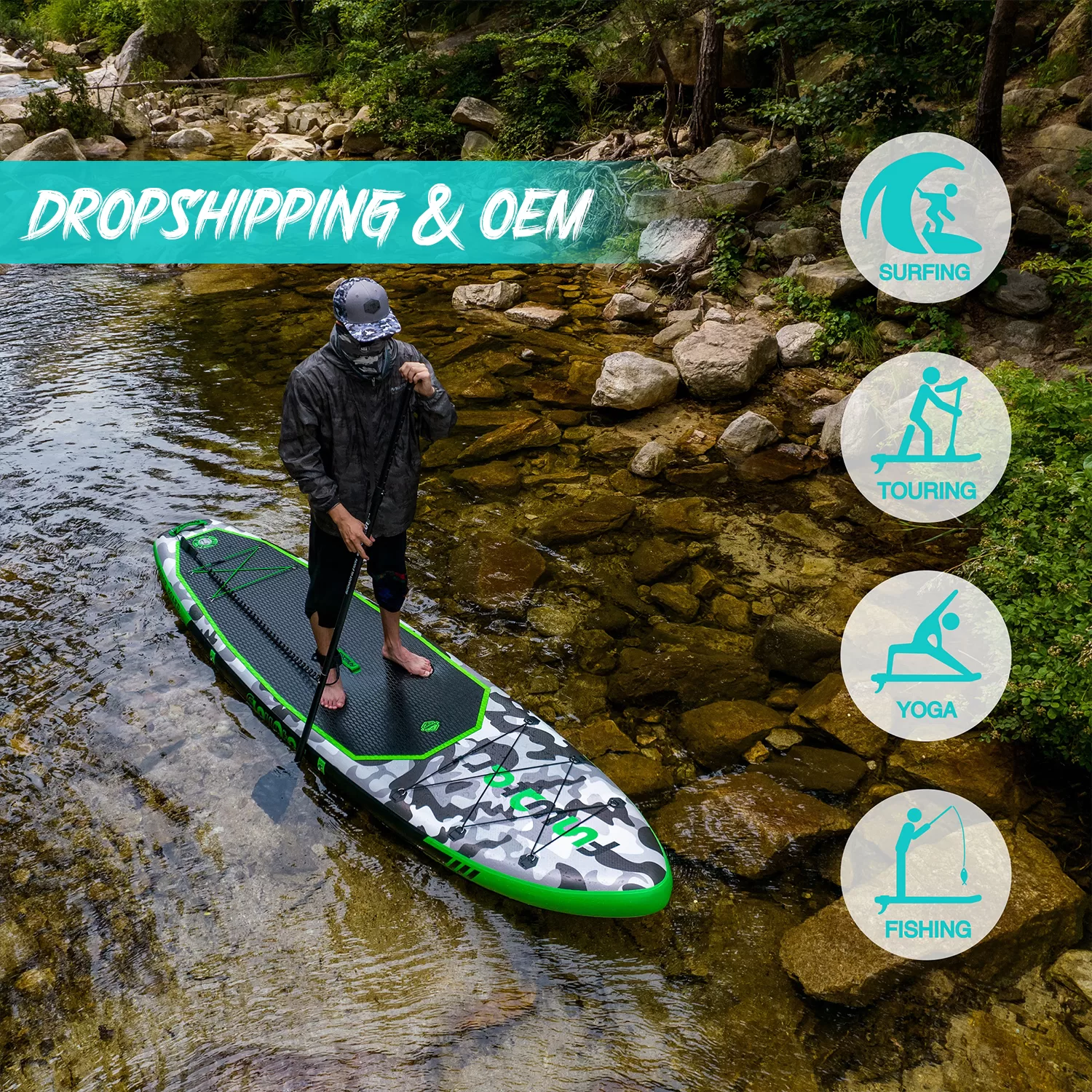 FUNWATER Dropshipping OEM China Factory CE 11' sup stand up paddle board surfboard waterplay surfing inflatable sup surfboard - Image 4