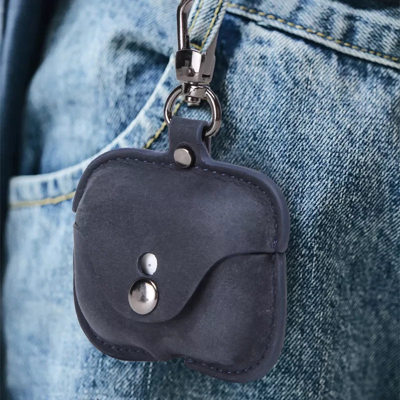 Genuine Leather Case coque Earphone Protective Cover Charging boite For Air pods Pro Cases Keyring - Image 5