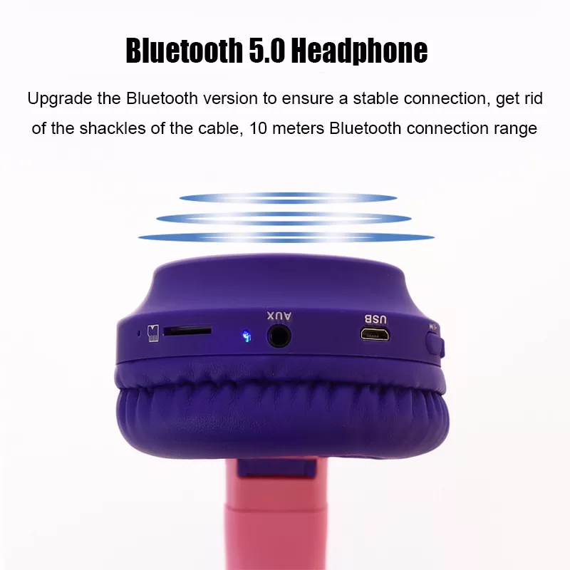 Dropshipping BT028C super Bass Wireless Headphones Blue tooth Headset with LED Light for PS4 PC Xbox One Controller - Image 2