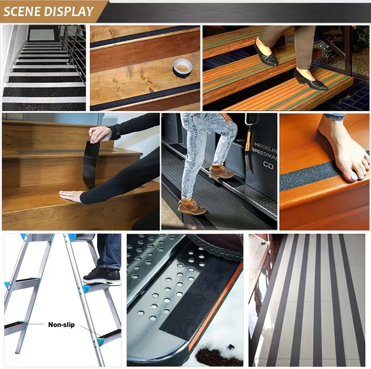 (18m x 50mm) Anti Slip Tape Stickers for Stairs Decking Strips For Stair Floor Bathroom Self Adhesive - Image 8