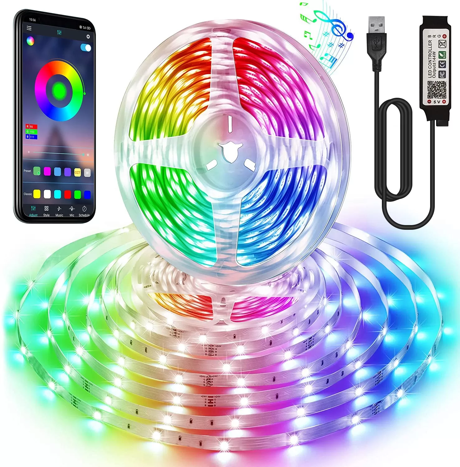 RF 24KEYS 3KEYS APP Controller Waterproof SMD 5050 RGB DC5V USB 5M Kit Decoration Music LED TV Backlight Strip - Image 6